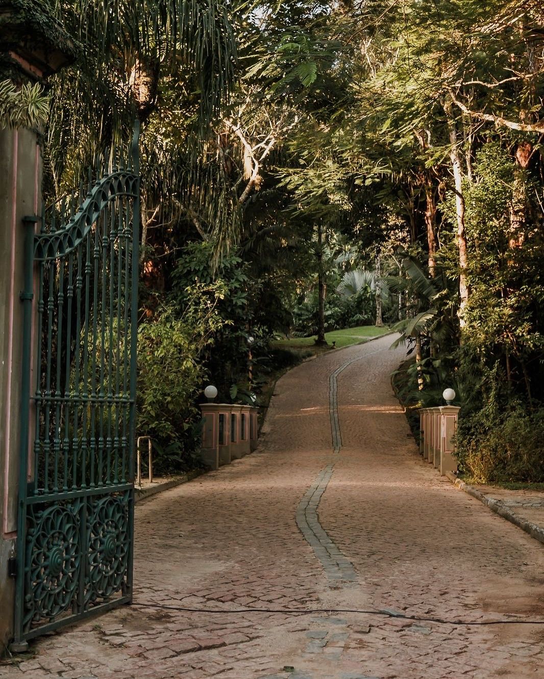 Portão de ferro e alameda de entrada